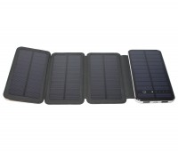 Универсальная мобильная батарея 10000 mAh, Solar (5V 1500mA), Black, 2xUSB, 5V