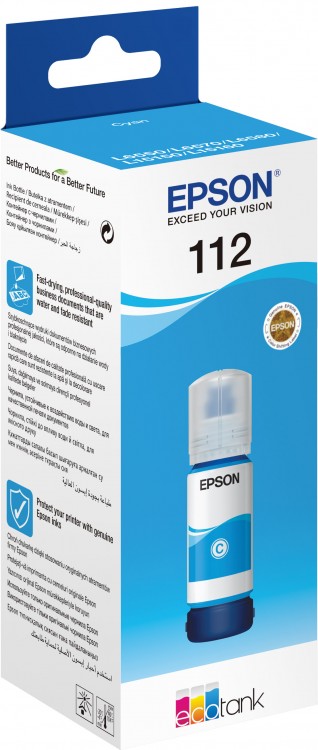 Чернила Epson 112, Cyan, для L15150 L15160, 70 мл (C13T06C24A)
