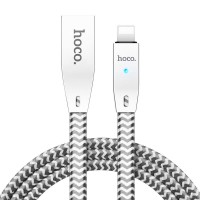 Кабель USB - Lightning, Hoco Zinc Alloy Reflective Knitted 1.2M 2.1A U11, Blac