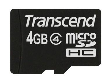 Карта памяти microSDHC, 4Gb, Class4, Transcend, SD адаптер (TS4GUSDHC4)