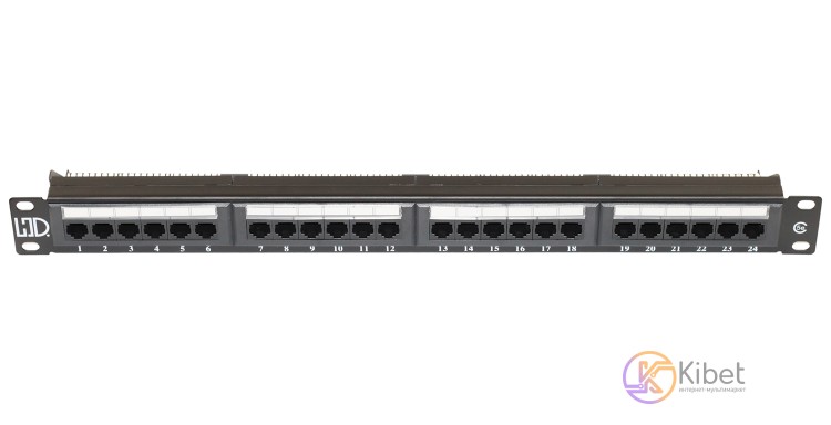 Патч-панель Ritar, 24 порта, Cat.5e, UTP, Dual Type IDC, Black, 1U
