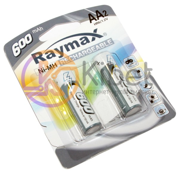 Аккумулятор AA, 600 mAh, Raymax, 2 шт, 1.2V, Blister