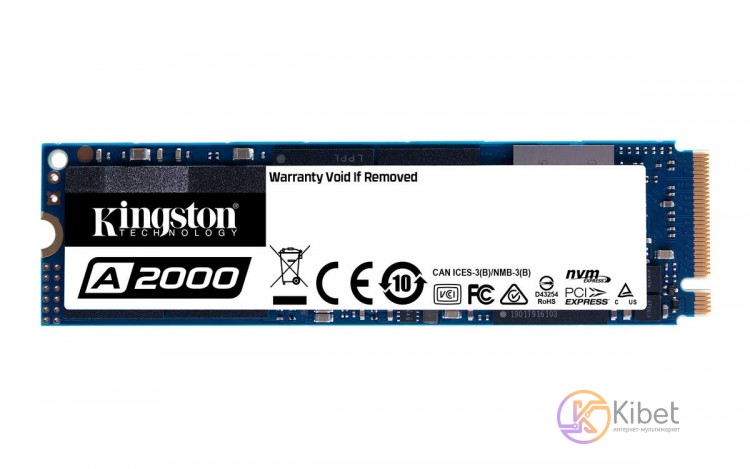 Твердотельный накопитель M.2 1Tb, Kingston A2000, PCI-E 4x, 3D TLC, 2200 2000 MB