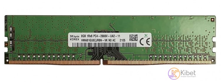 Модуль памяти 16Gb DDR4, 2666 MHz, Hynix, CL19, 1.2V (HMAA2GU6CJR8N-VKN0)