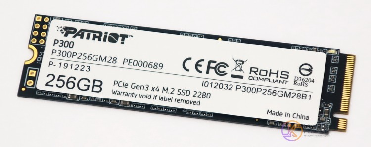 Твердотельный накопитель M.2 256Gb, Patriot P300, PCI-E 3.0 x4, 3D TLC, 1700 110