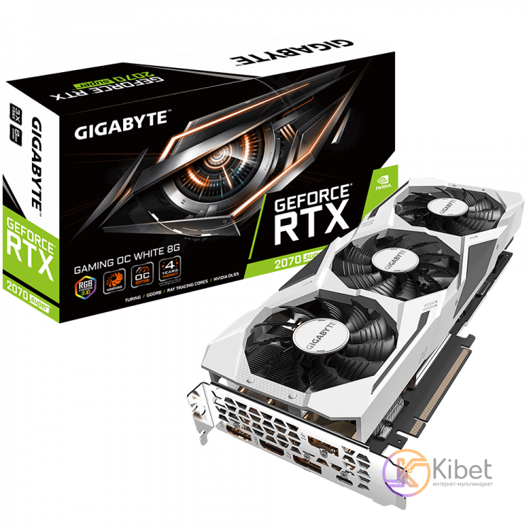 Видеокарта GeForce RTX 2070 SUPER, Gigabyte, GAMING OC WHITE, 8Gb DDR6, 256-bit,