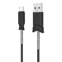 Кабель USB - USB 3.1 Type C, Hoco Pisces charged, Black, 1 м (X24)