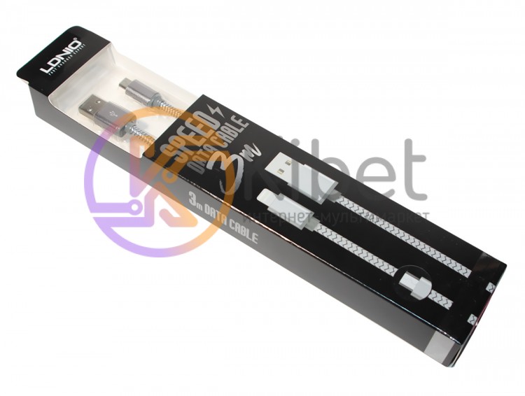 Кабель USB - microUSB, LDNIO, Silver, 3 м (LS31)