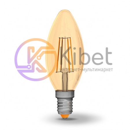 Лампа Filament Videx LED, E14, 4W (аналог 40W), 2200K (мягкий свет), класс энерг