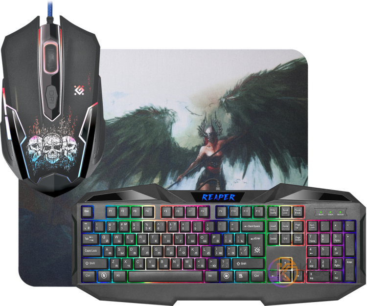 Комплект Defender Reaper MKP-018 Black, USB, клавиатура+мышь+коврик (52018)