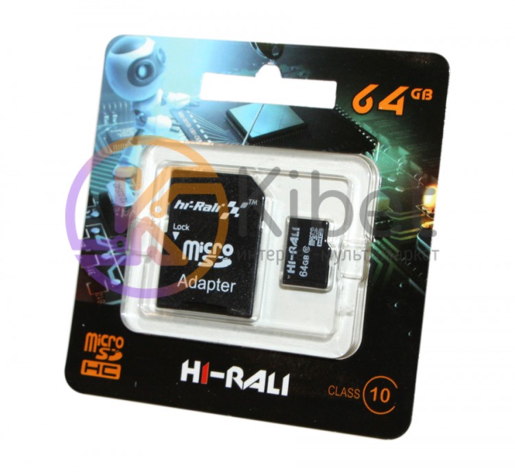 Карта памяти microSDXC, 64Gb, Class10 UHS-I, Hi-Rali, SD адаптер (HI-64GBSDCL10-