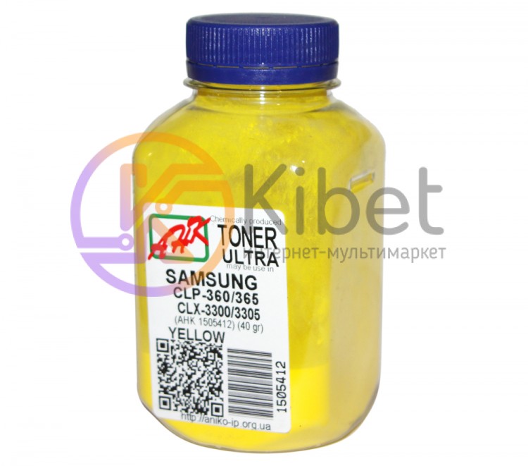 Тонер + чип Samsung CLP-360 365, CLX-3300 3305, Yellow, 40 г, Ultra Color, AHK (