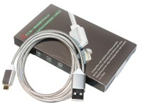 Кабель USB - microUSB, Silver, магнитный, индикатор заряда