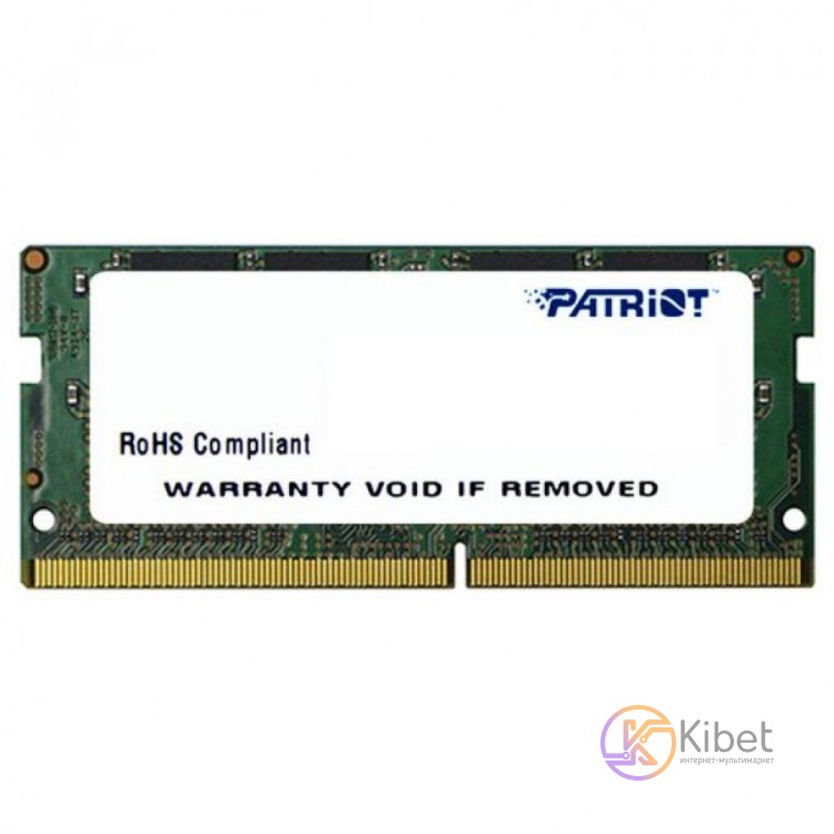 Модуль памяти SO-DIMM, DDR4, 4Gb, 2400 MHz, Patriot, 1.2V, CL16 (PSD44G240081S)