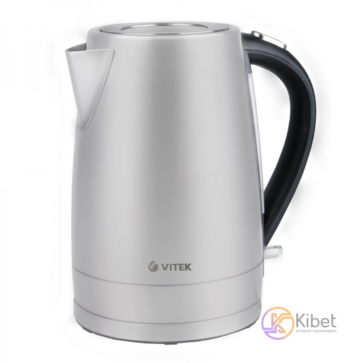 Чайник Vitek VT-7000 Silver, 2200W, 1.7 л, металл пластик, дисковый, индикация в