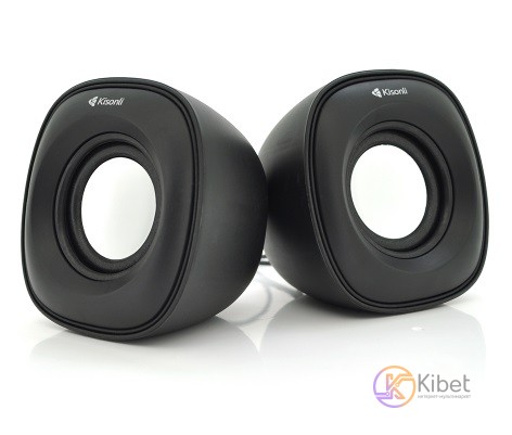 Колонки 2.0 Kisonli V350 Black, 2 x 1.5 Вт, пластиковый корпус, USB + 3.5mm