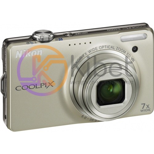 Фотоаппарат Nikon Coolpix S6000 Silver, 14Mpx, LCD 2.7', зум оптический 7x, HD (