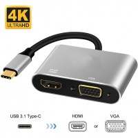 Переходник Extradigital Type-C to HDMI VGA (KBH1743)