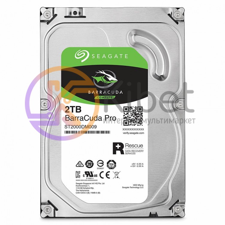 Жесткий диск 3.5' 2Tb Seagate BarraCuda Pro, SATA3, 128Mb, 7200 rpm (ST2000DM009