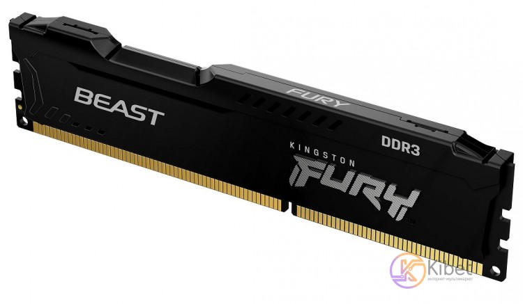 Модуль памяти 4Gb DDR3, 1600 MHz, Kingston Fury Beast, Black, 10-10-10-28, 1.5V,
