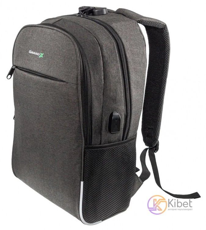 Рюкзак для ноутбука 16' Grand-X RS-425G, Grey, полиэстер, кодовый замок, 400 x 2