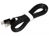 Кабель USB - microUSB, Black, 1 м, Voltex flat, алюминевые коннектора, 2A (бор