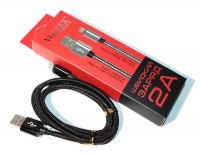 Кабель USB - microUSB, Black, 1 м, Voltex, алюминевые коннектора, Mettal, 2A