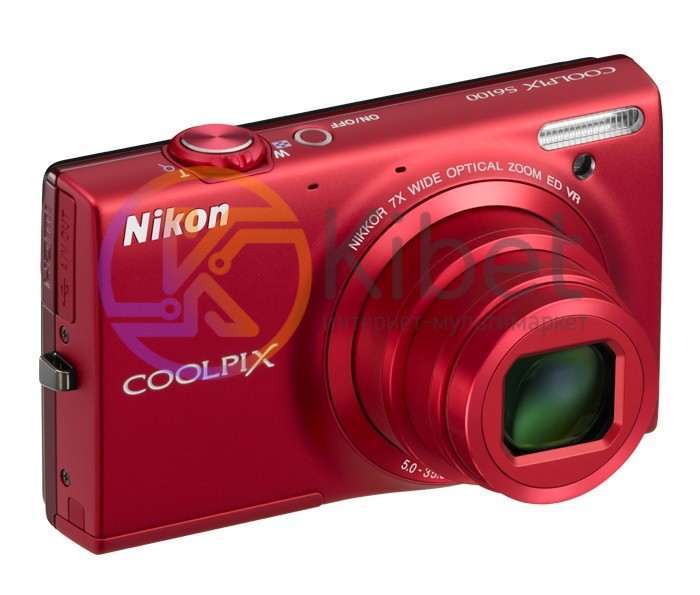Фотоаппарат Nikon Coolpix S6100 Red, 1 2.3', 16.1Mpx, LCD 3', зум оптический 7x,