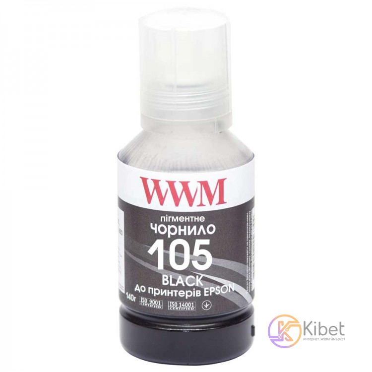 Чернила WWM Epson L7160 L7180, Black, 140 мл, пигментные (E105BP)