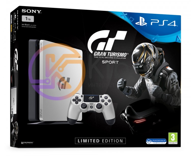 Игровая приставка Sony PlayStation 4, 1000 Gb, Black + Gran Turismo Sport