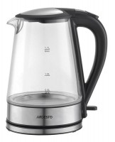 Чайник Ardesto EKL-F110 Silver-Black, 2150W, 1.7 л, дисковый, стекло-пластик, ин