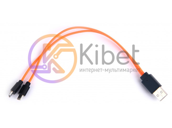 Кабель USB - 2 x microUSB, ColorWay, Orange, 0.26 м (CW-CMU2-OR)