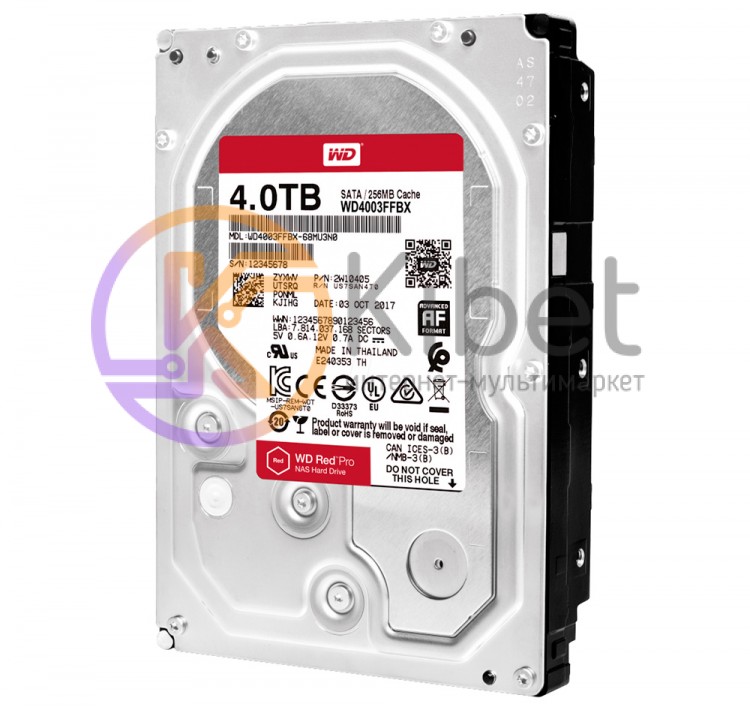 Жесткий диск 3.5' 4Tb Western Digital Red Pro, SATA3, 256Mb, 7200 rpm (WD4003FFB