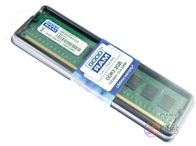 Модуль памяти 2Gb DDR3, 1333 MHz, Goodram, 9-9-9-24, 1.5V (GR1333D364L9 2G)