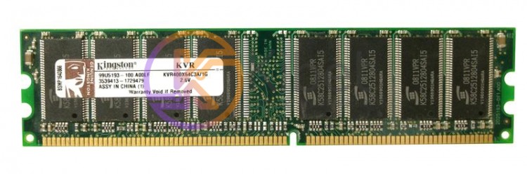 Модуль памяти 1Gb DDR, 400 MHz (PC3200), Kingston, CL3 (KVR400X64C3A 1G)