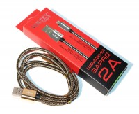 Кабель USB - microUSB, Gold, 1 м, Voltex, алюминевые коннектора, Mettal, 2A