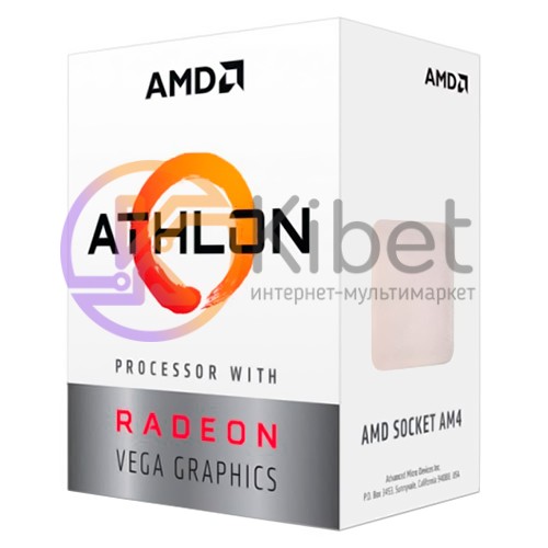 Процессор AMD (AM4) Athlon 240GE, Box, 2x3,5 GHz, Radeon Vega 3 (1000 MHz), L3 4