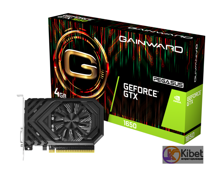 Видеокарта GeForce GTX 1650, Gainward, Pegasus, 4Gb DDR5, 128-bit, DVI HDMI, 166