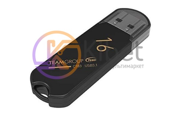 USB 3.1 Флеш накопитель 16Gb Team C183, Black, TC183316GB01