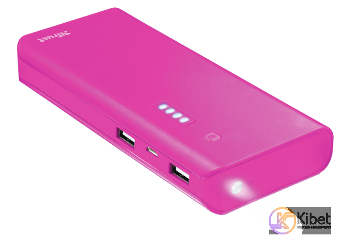 Универсальная мобильная батарея 10000 mAh, Trust Primo, Pink, 1xUSB 5V 2.1A + 1x