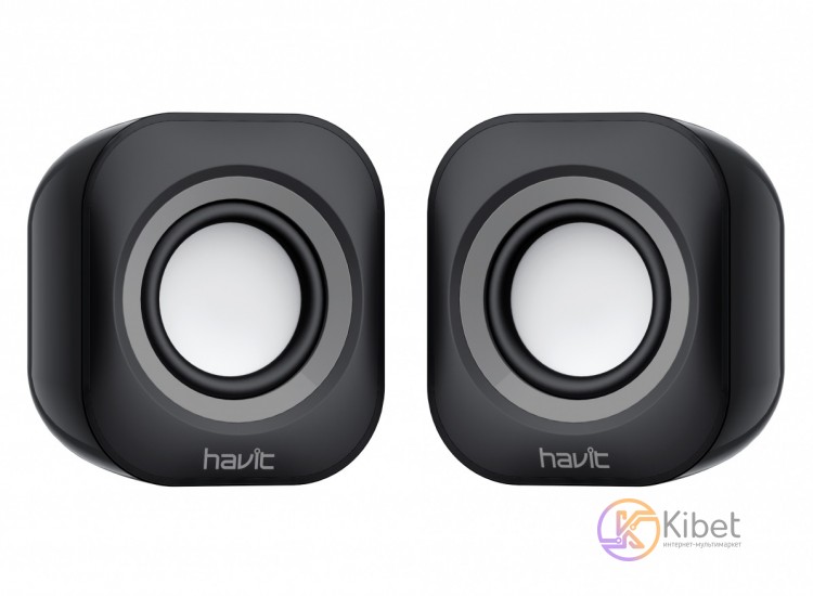 Колонки 2.0 Havit HV-SK210 Black, 2 x 3 Вт, подсветка, пластиковый корпус, питан
