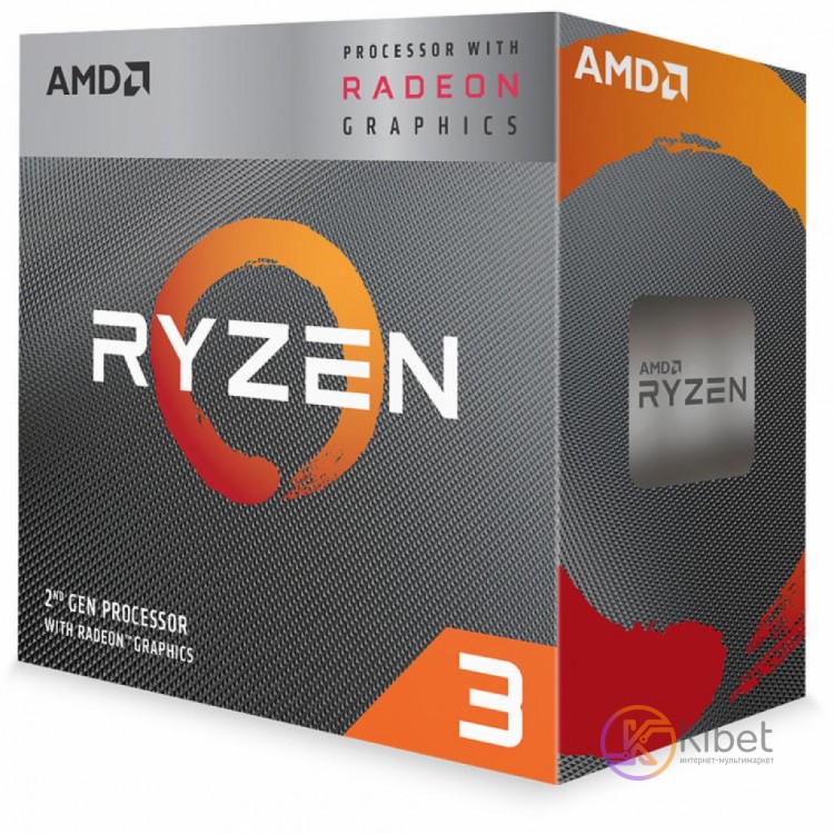 Процессор AMD (AM4) Ryzen 5 3400G, Box, 4x3,7 GHz (Turbo Boost 4,2 GHz), Radeon