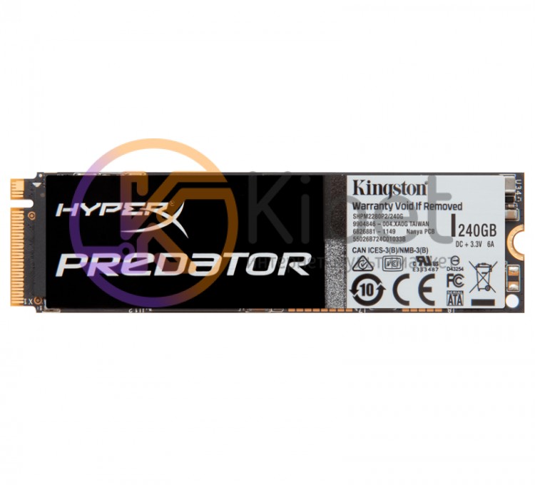 Твердотельный накопитель M.2 240Gb, Kingston HyperX Predator, PCI-E 4x, MLC, 140