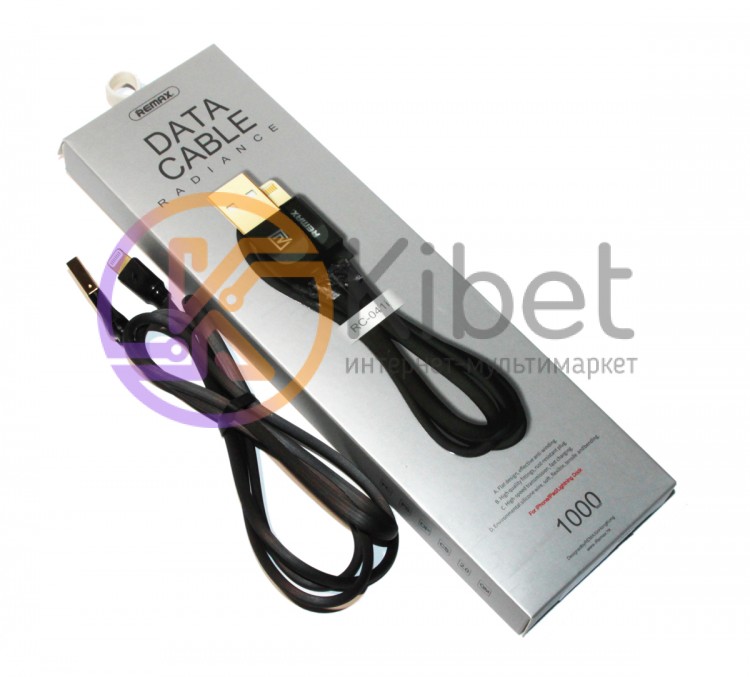 Кабель USB - Lightning, Black, Remax, Radiance, 1 м (RC-041i)