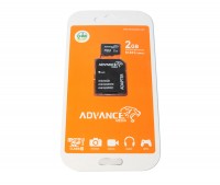Карта памяти microSD, 2Gb, Advance Media, SD адаптер