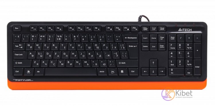 Клавиатура A4tech FKS10 Fstyler Sleek MMedia Comfort, USB, Orange, (US+Ukrainian