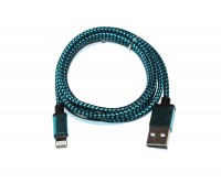 Кабель USB - Lightning, Blue, 1 м, армированный в оплетке, круглый , 3A