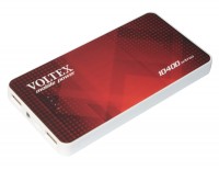 Универсальная мобильная батарея 10400 mAh, Voltex, White-Red, 2xUSB, 5V 1A+1A, L