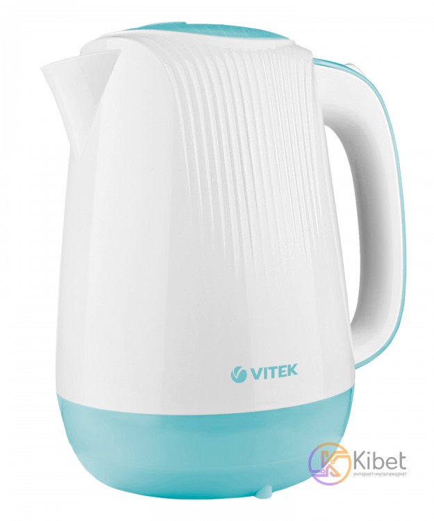 Чайник Vitek VT-7059 White Blue, 2200W, 1.7 л, пластик, дисковый, индикация вклю