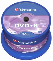 Диск DVD+R 50 Verbatim, 4.7Gb, 16x, Matt Silver, Cake Box (43550)